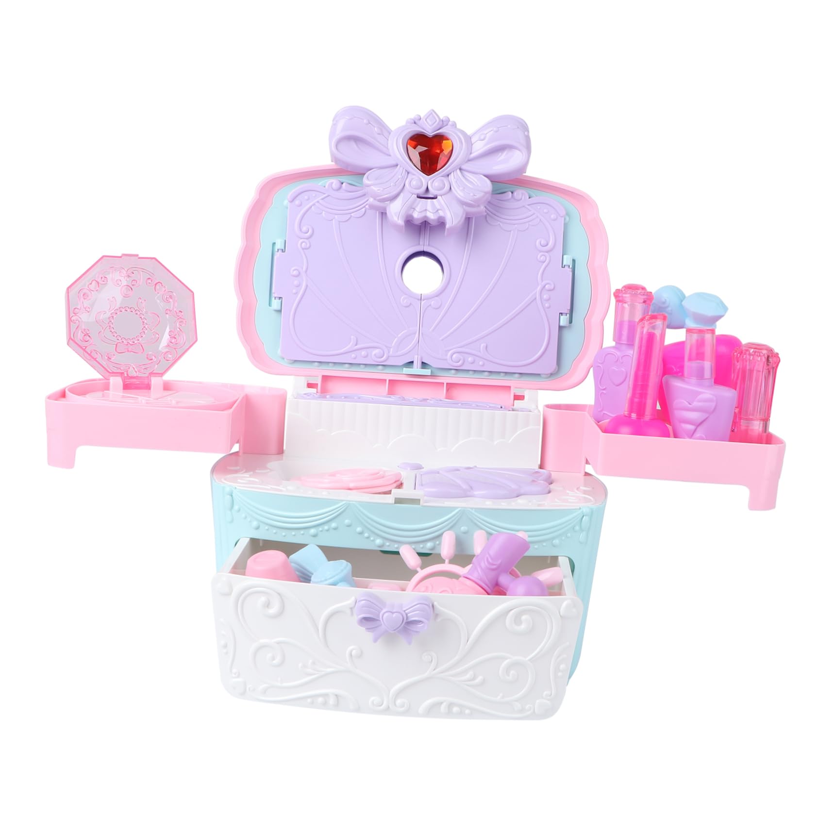 Vaguelly Kids Pretend Play Makeup Set - Portable Children's Cosmetics Bag with Music & Lights, Dress Up Toy for Girls, Perfect for Birthday Gifts & Role Play Games (Pink) | Great for Home Play, Travel & Birthday Parties