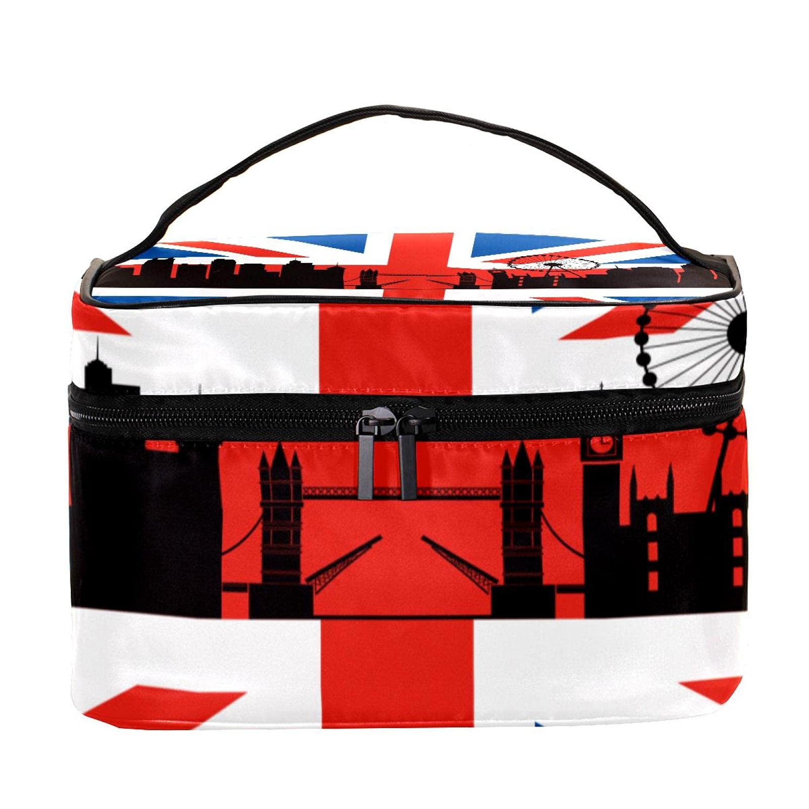 British Flag London Cityscape Travel Makeup Bag - Large Cosmetic Organizer with Zipper, Toiletry Pouch for Women & Girls - Perfect for Travel, Gym, and Daily Essentials Storage