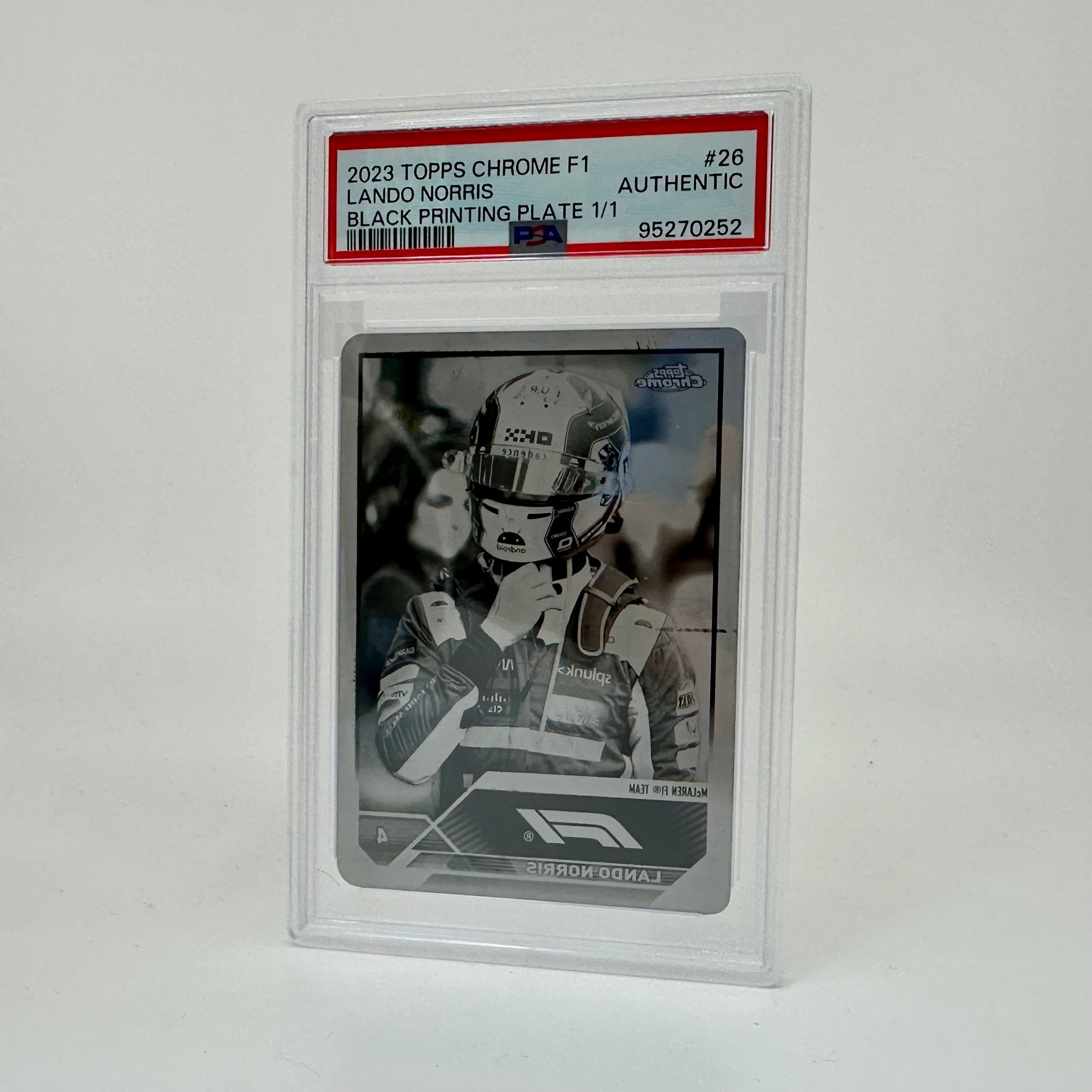 PSA Authenticated 1/1 Lando Norris #26 Black Printing Plate 2023 Topps Chrome - Rare Collectible for F1 Fans & Sports Memorabilia Enthusiasts