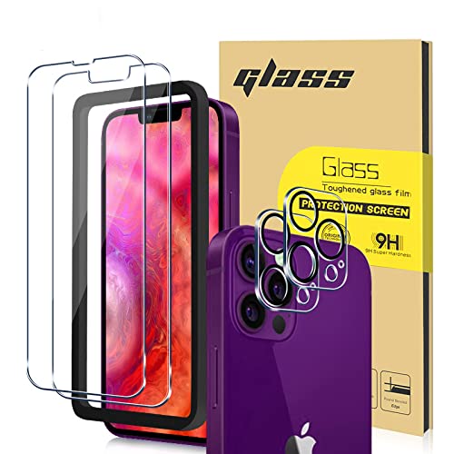 [2+2 Pack] VF iPhone 13/13 Pro/13 Pro Max Screen Protector & Camera Lens Protector Set with Easy Installation Kit - 6.7 Inch Tempered Glass for Daily Protection & Scratch Resistance (Perfect for Work, Travel & Outdoor Use)