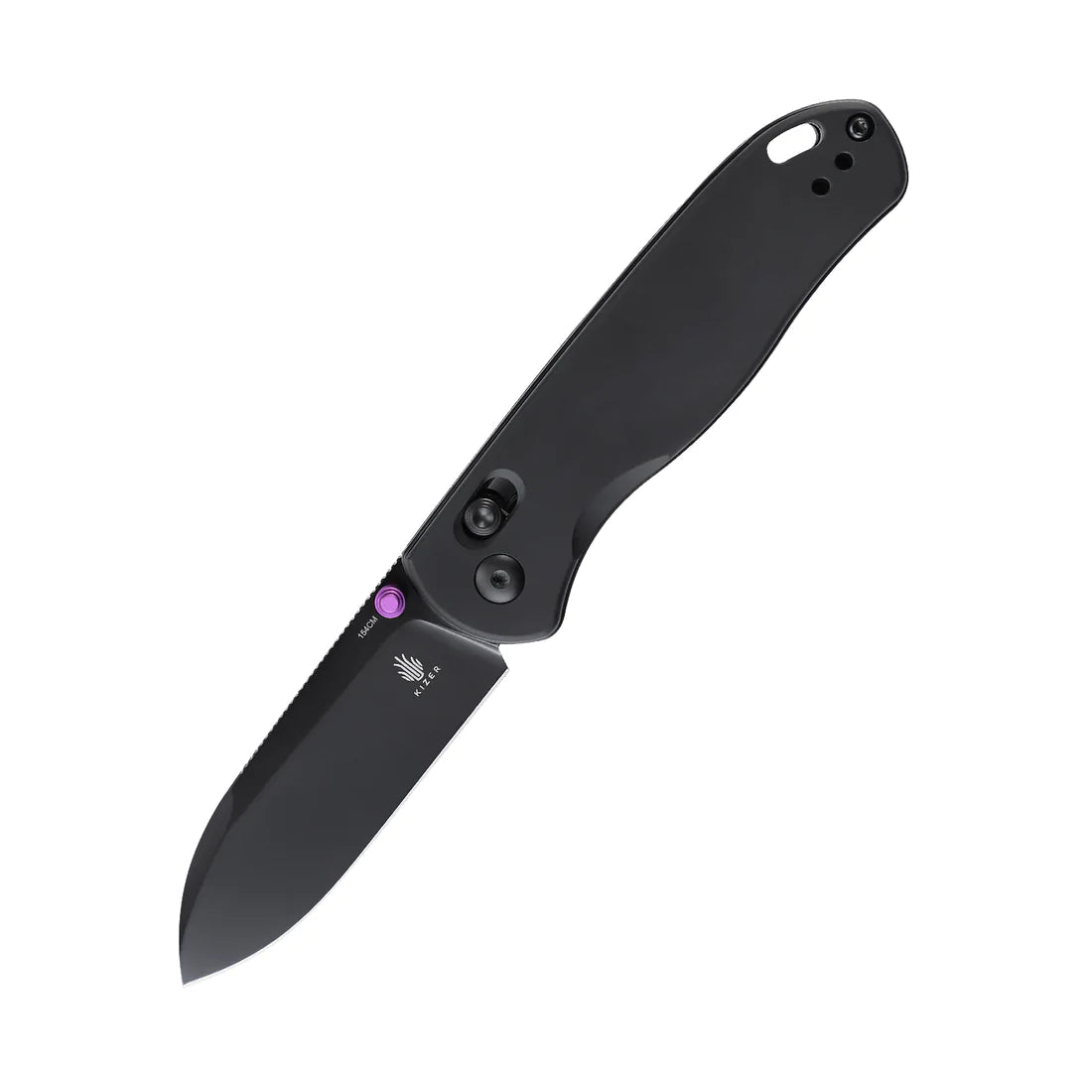 Kizer V3619A2 Vanguard Drop Bear Folding Knife - Black Drop Point Blade & Aluminum Handle - EDC, Camping, Hiking, Survival Gear
