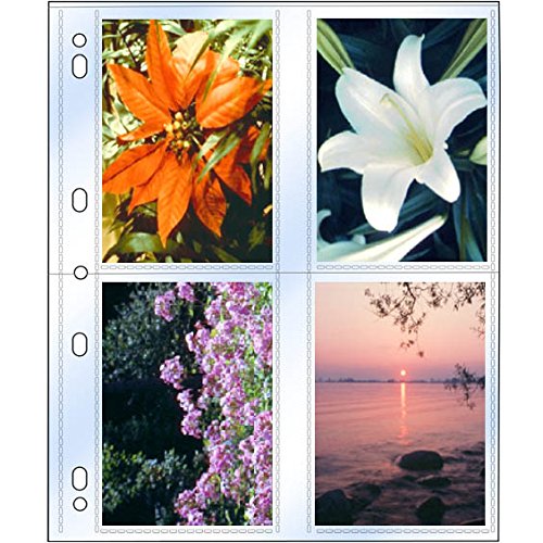 StoreSMART Archival-Safe Photo Pages for 3-Ring Binders - 300 Pack with Four 3.5