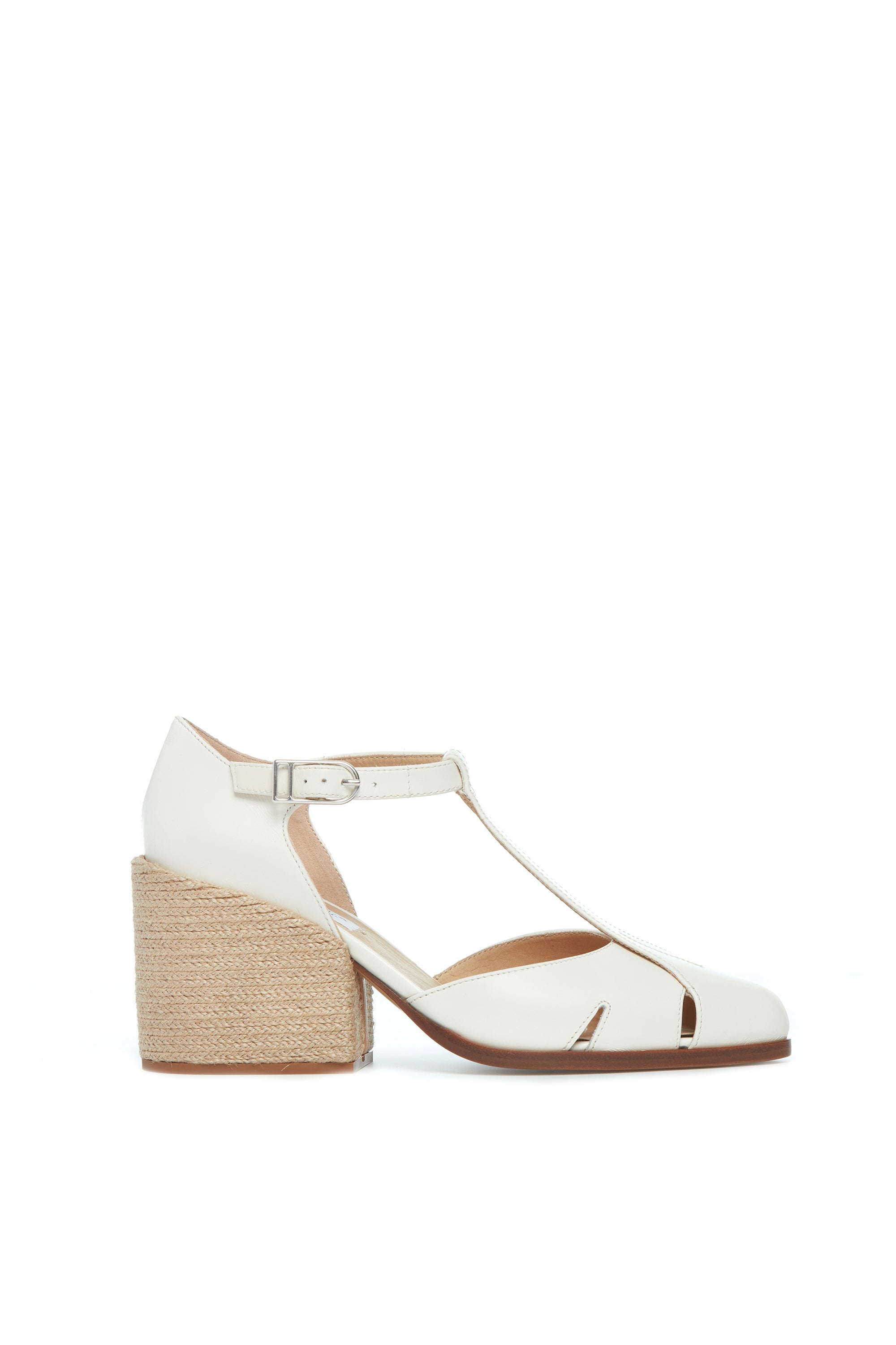 Cream Leather Ivy T-Strap Heels for Women - Elegant High Heel Sandals for Weddings, Parties & Evening Events