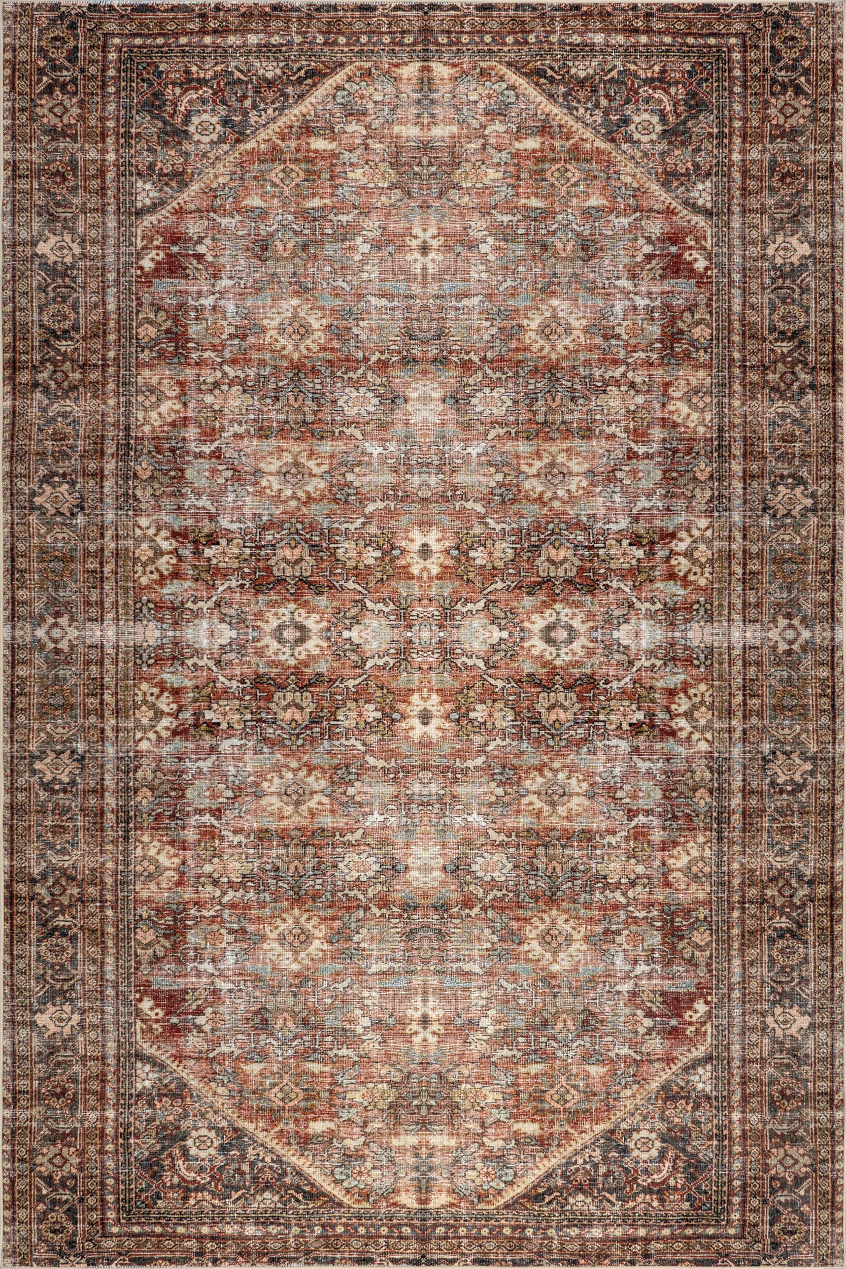 Dark Green Birch Medallion Washable Rug - Soft & Durable Indoor/Outdoor Area Rug for Living Room, Bedroom, or Patio