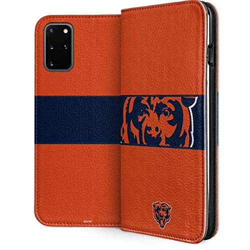 Officially Licensed NFL Chicago Bears Zone Block Design Faux-Leather Wallet Phone Case for Samsung Galaxy S20 Plus - Slim Protective Cover with Card Slots for Everyday Use & Travel