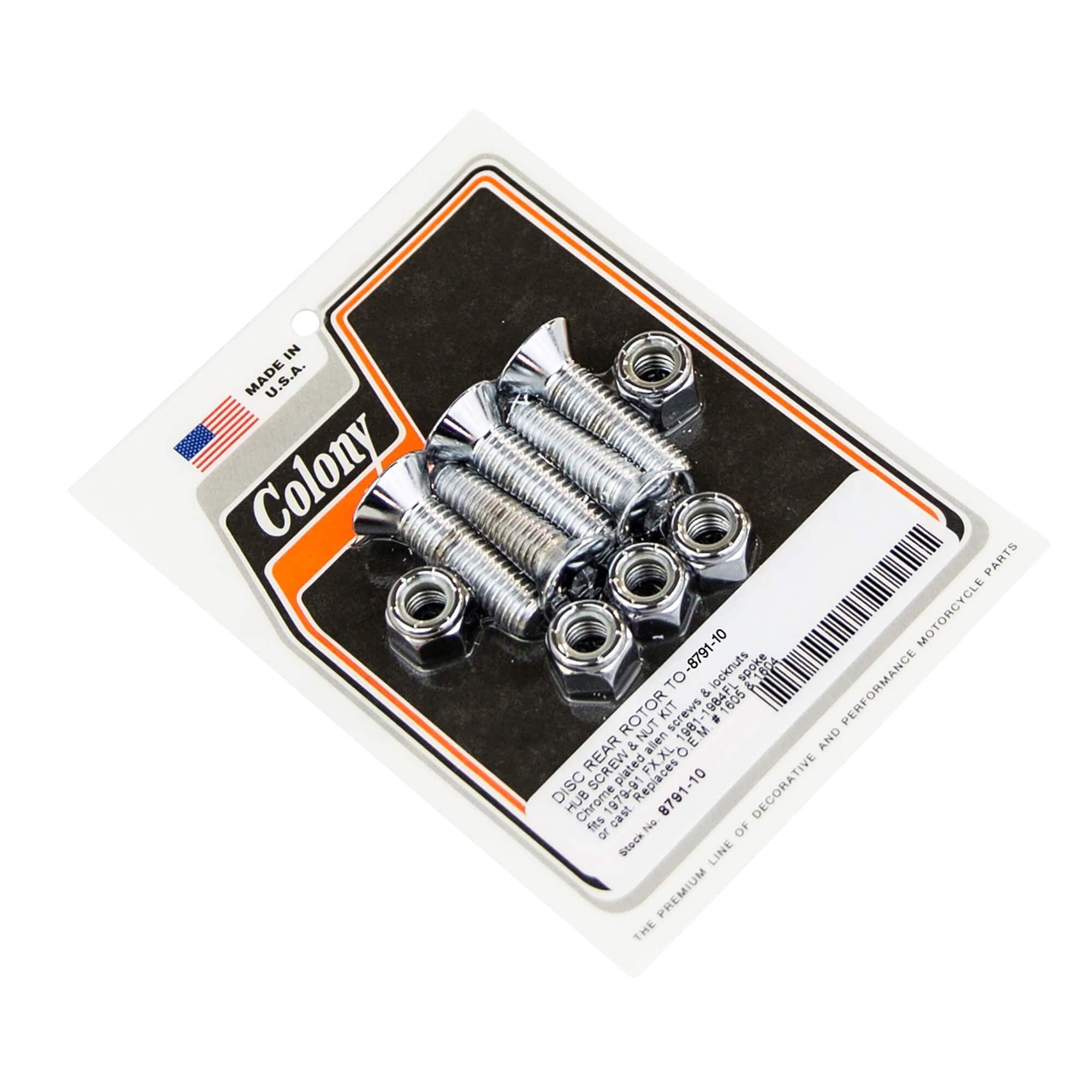 10 Disc Rear Rotor to Hub Screw Kit for 1979-1991 Harley Davidson FX/XL & 1981-1984 FL Models - Chrome Plated Motorcycle Brake Rotor Bolts - Perfect for Restoration & Maintenance Projects