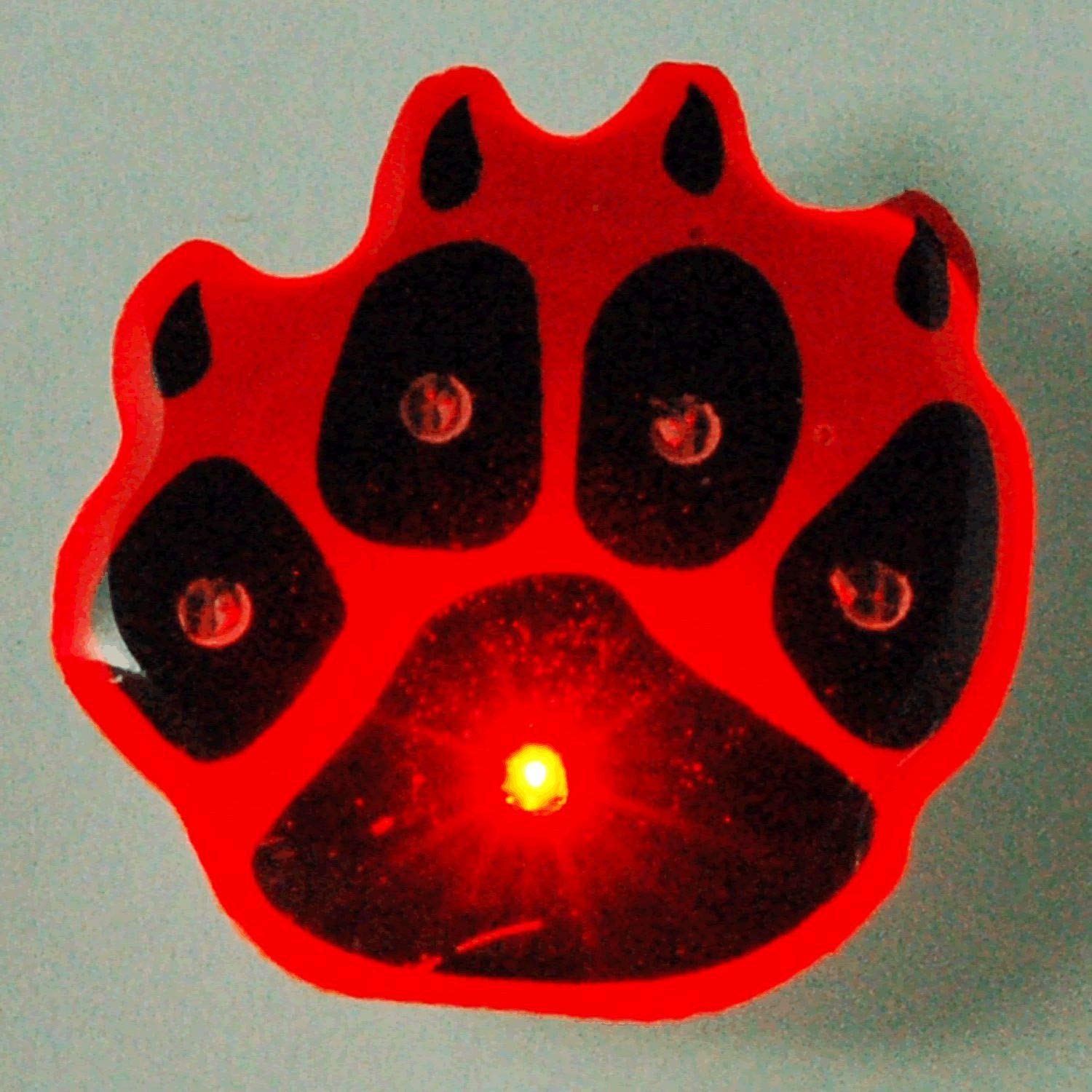 Blinkee Pawprint Flashing LED Body Light Lapel Pins - Glow in The Dark Pet Safety Accessories for Night Walking, Running, Cycling & Outdoor Activities