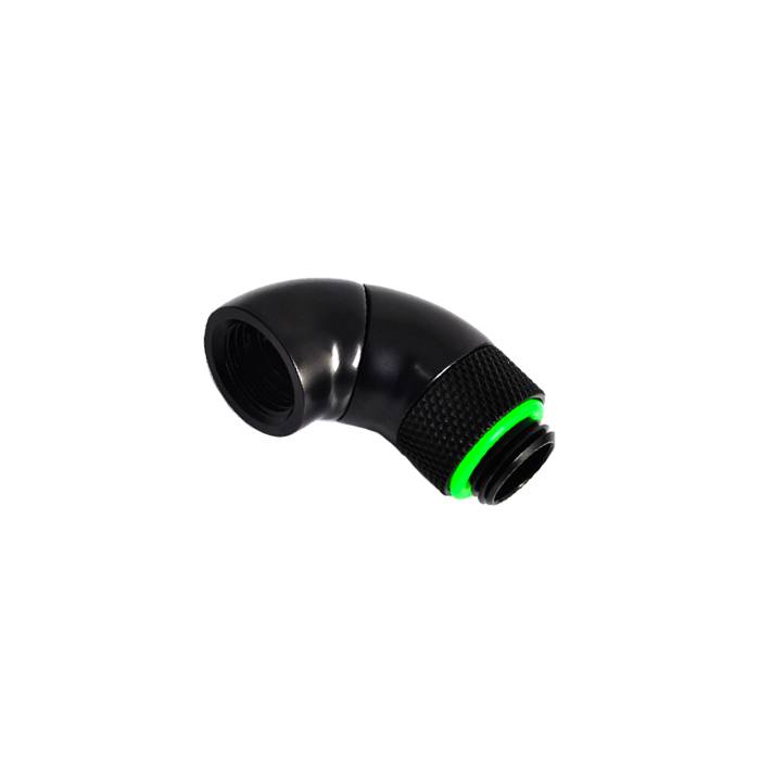 Bitspower Dual Rotary 90 Degree Extender Fitting - Matt Black - Perfect for Custom PC Water Cooling Loops and Hardline Tubing Builds
