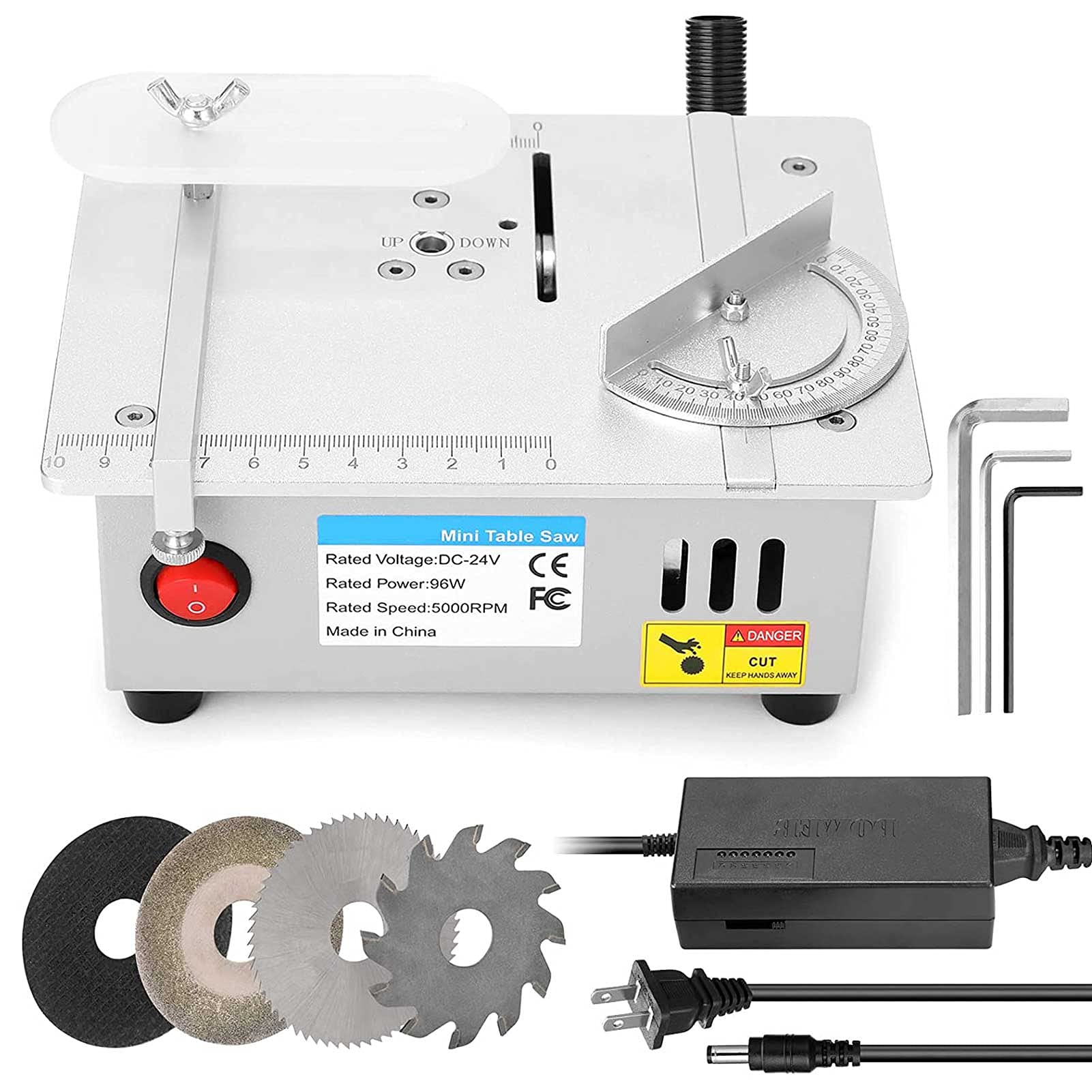 Mini Table Saw - Portable Desktop Precision Saw with Adjustable Speed & Angle for Hobby Crafts | Compact Household Chainsaw for Woodworking, DIY Projects & Model Making
