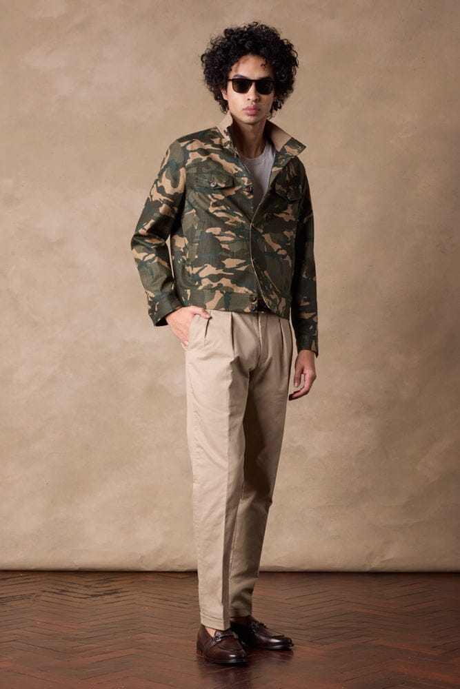 Men's Camouflage Denim Harrington Jacket - Lightweight Casual Bomber Style Coat for Outdoor & Streetwear Fashion