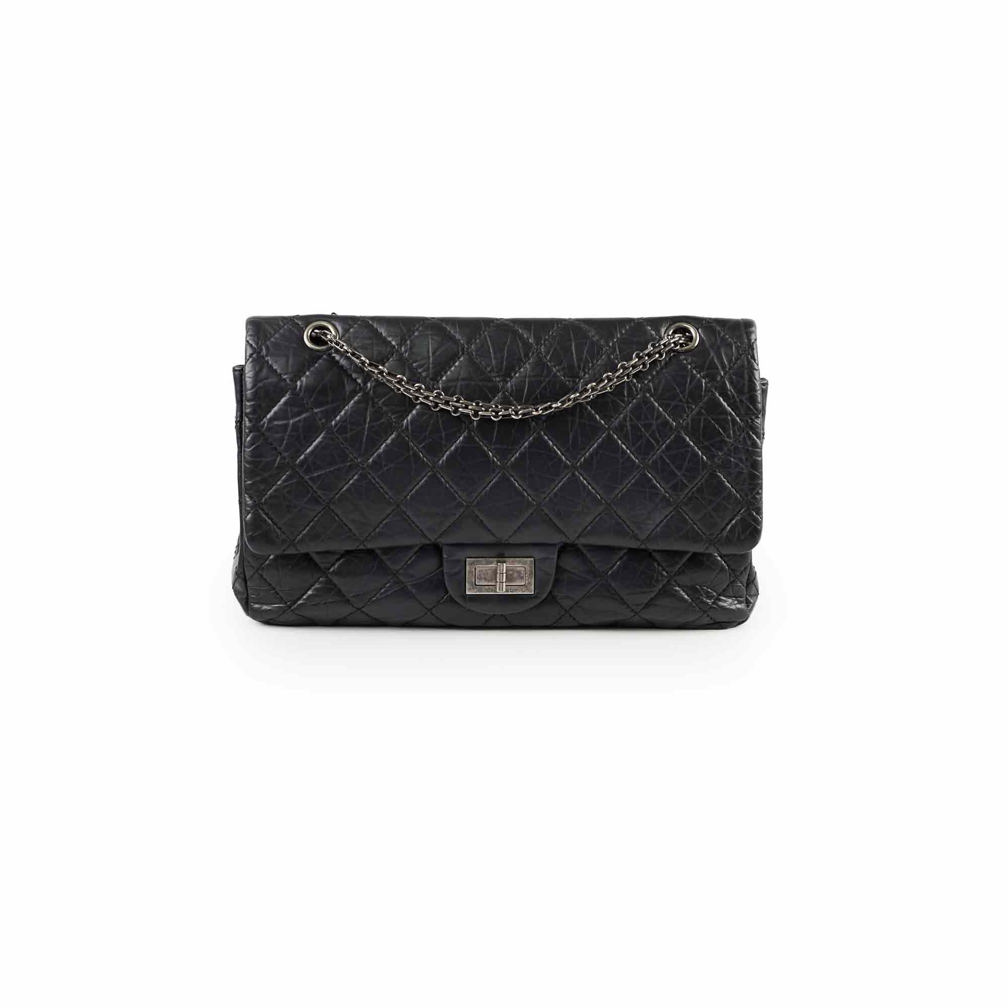 Chanel Reissue 2.55 Large (227 Size) Black Calfskin Bag with Ruthenium Hardware - Luxury Shoulder Bag for Women, Perfect for Work, Evening Events & Special Occasions