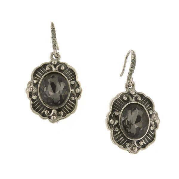 1928 Jewelry Black Diamond Crystal Oval Drop Earrings for Women - Elegant Dangle Earrings for Evening Parties, Weddings & Special Occasions