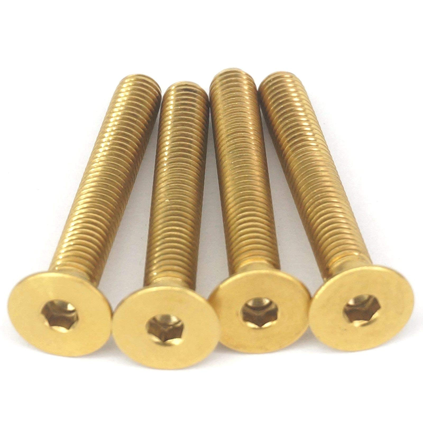 4 PCS M5 x 35mm Gold GR5 Titanium Hex Socket Countersunk Screws Bolts for Bicycle Stem Headset Top Cap - Perfect for Bike Repair, Motorcycle Assembly & DIY Projects