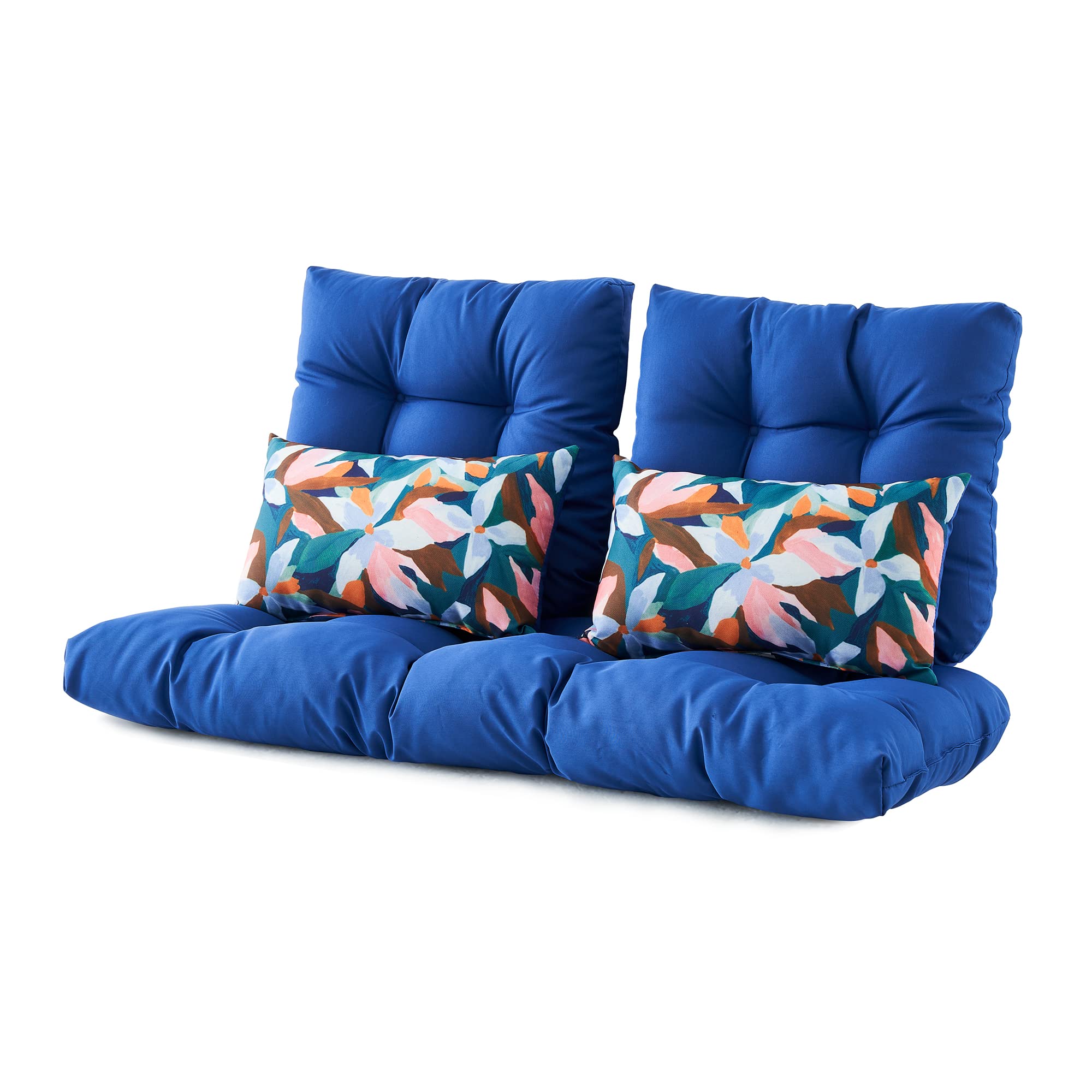 ARTPLAN All-Weather Outdoor Cushions Set of 5 - Waterproof Loveseat & Bench Cushions with Tufted Design for Patio Furniture - Perfect for Garden, Deck, Poolside & Backyard Relaxation