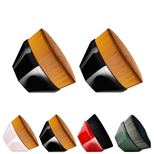Flat Top Kabuki Foundation Brush Set (2 Pack) - Soft Bristle Makeup Brush for Liquid & Powder Foundation, Concealer - Perfect for Professional & Everyday Makeup Application - Black