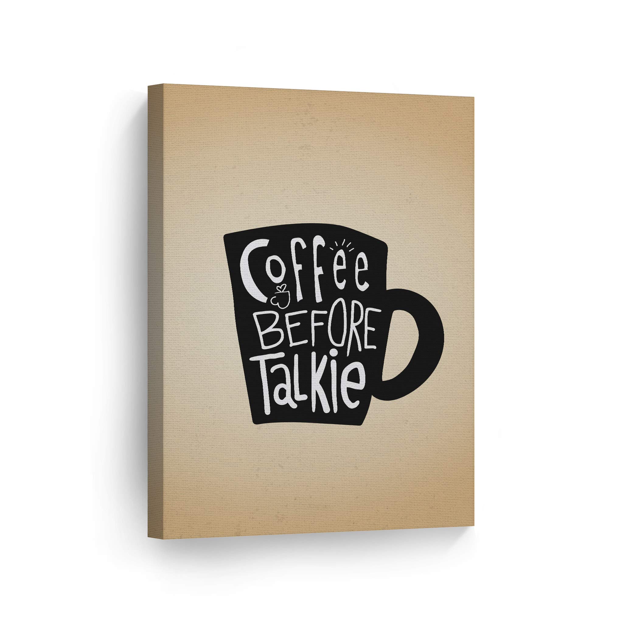 Smile Art Design 'Coffee Before Talkie' Lettering Black Mug Canvas Wall Art Print - Inspirational Coffee Sign for Kitchen Decor, Farmhouse, Restaurant, Office & Coffee Shop - Perfect Gift for Dining Room (36x24)