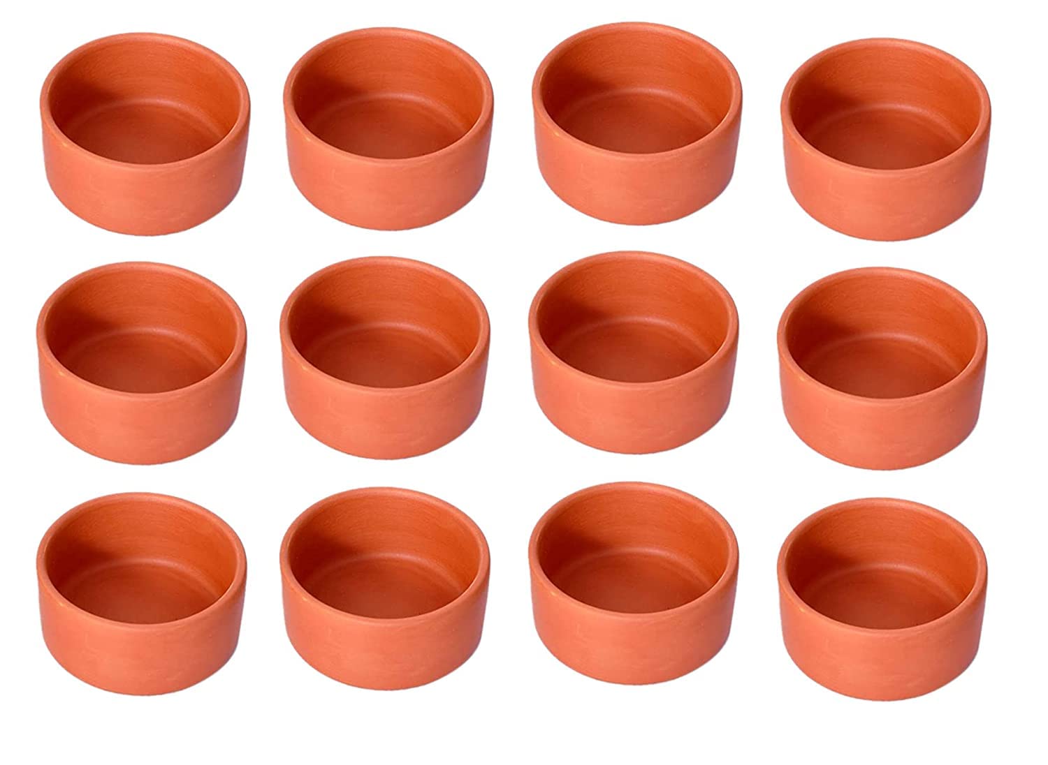 HIMALAY Handmade Clay Katori Bowls - Set of 12 Small Serving Dishes for Chutney, Dip & Dessert | Traditional Indian Ceramic Bowls for Home Dining, Party Snacks & Festive Decor