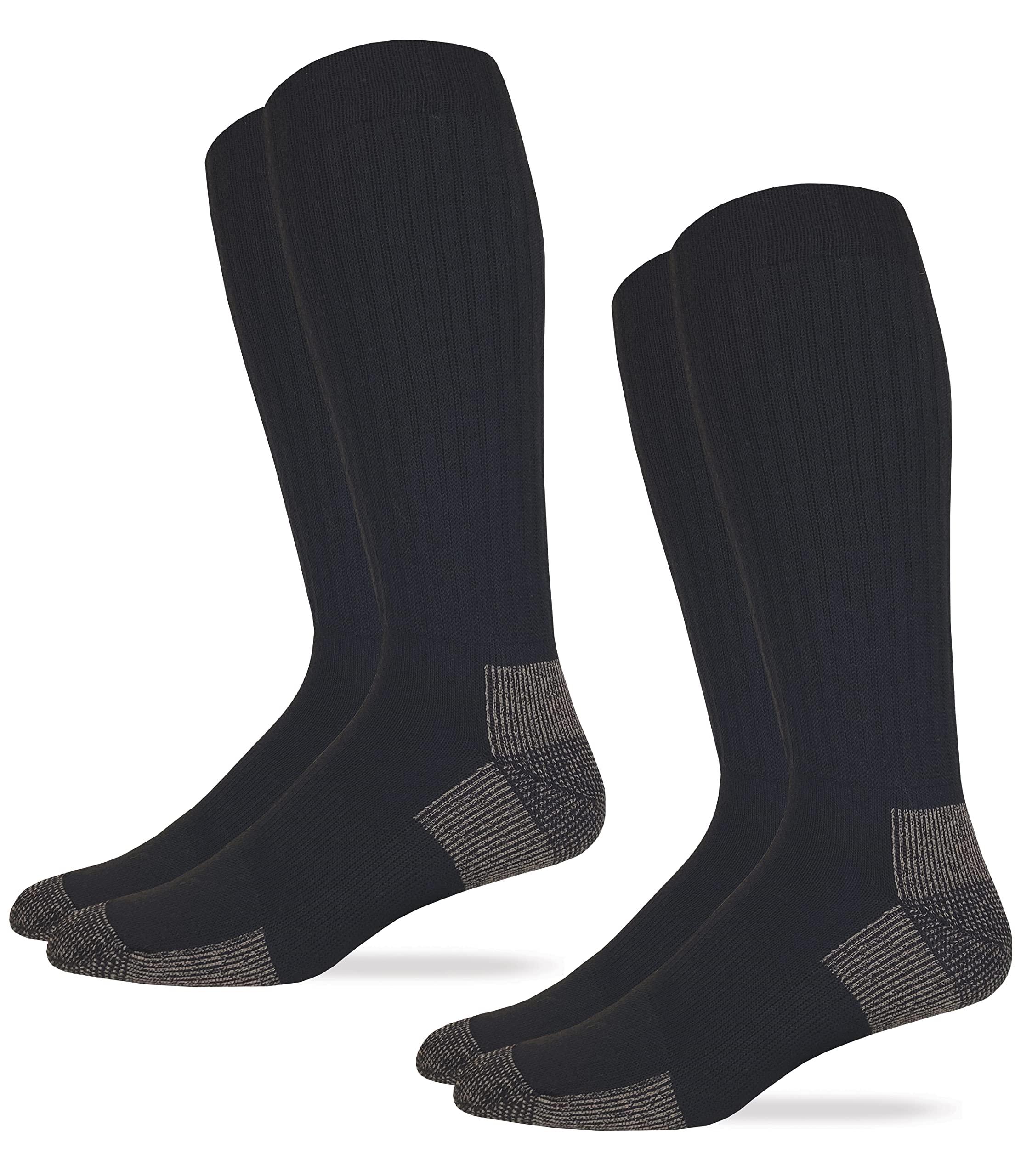 Carolina Ultimate Men's Ultra-Dri Steel Toe OTC Work Socks - Black, Large (Shoe Size 9-13), 2 Pairs - Moisture-Wicking & Comfortable for Construction, Warehouse & Outdoor Jobs