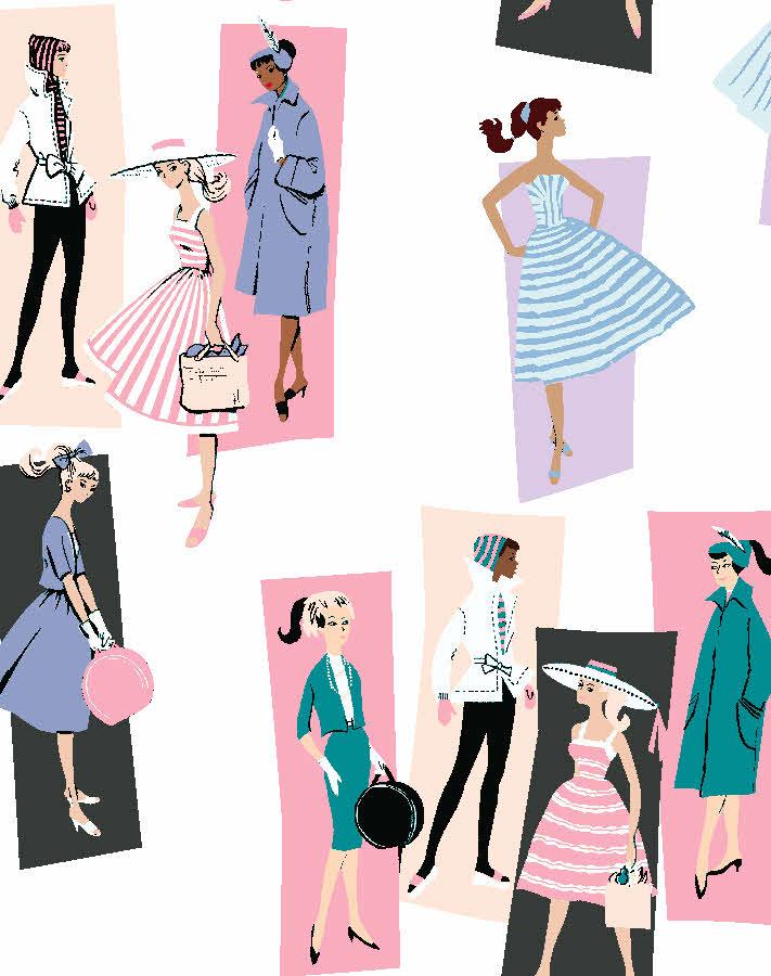 Barbie™ Mod Shapes Wallpaper - Lavender Peach Peel & Stick Design for Kids Room, Nursery, or Playroom Decor