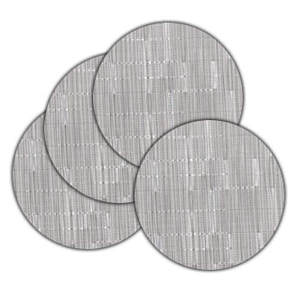 Round Woven Placemats Set of 4 - 13.8 Inch Washable Non-Slip Table Mats for Dining, Kitchen, Christmas Decor - Silver Gray for Home, Wedding & Party Use