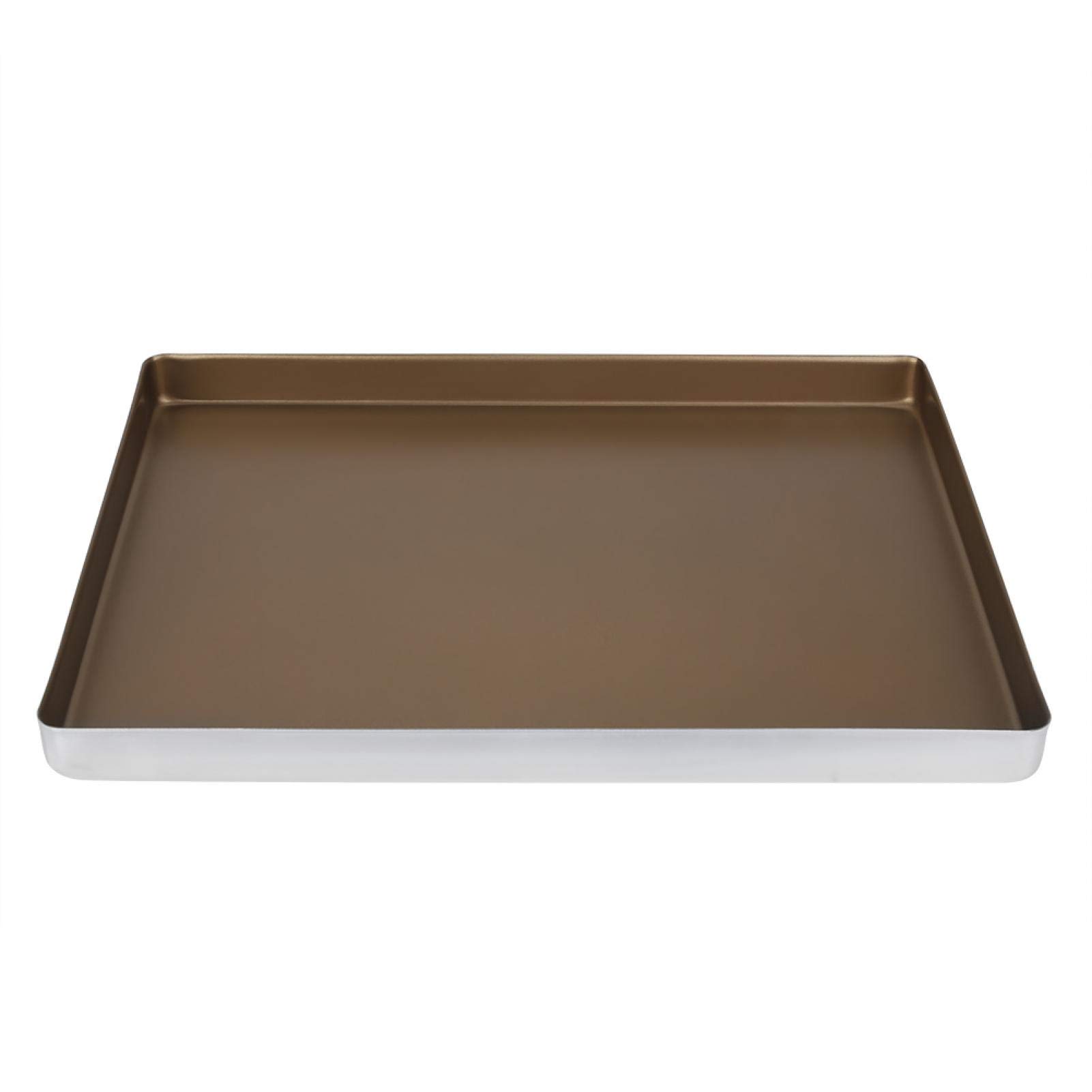 Non-Stick Aluminum Alloy Baking Sheet Pan - 15.7 x 11.8 x 1.1 Inch Gold Cookie Tray for Toaster Oven, Cakes & Cookies - Perfect for Home Baking, Holiday Treats & Party Desserts