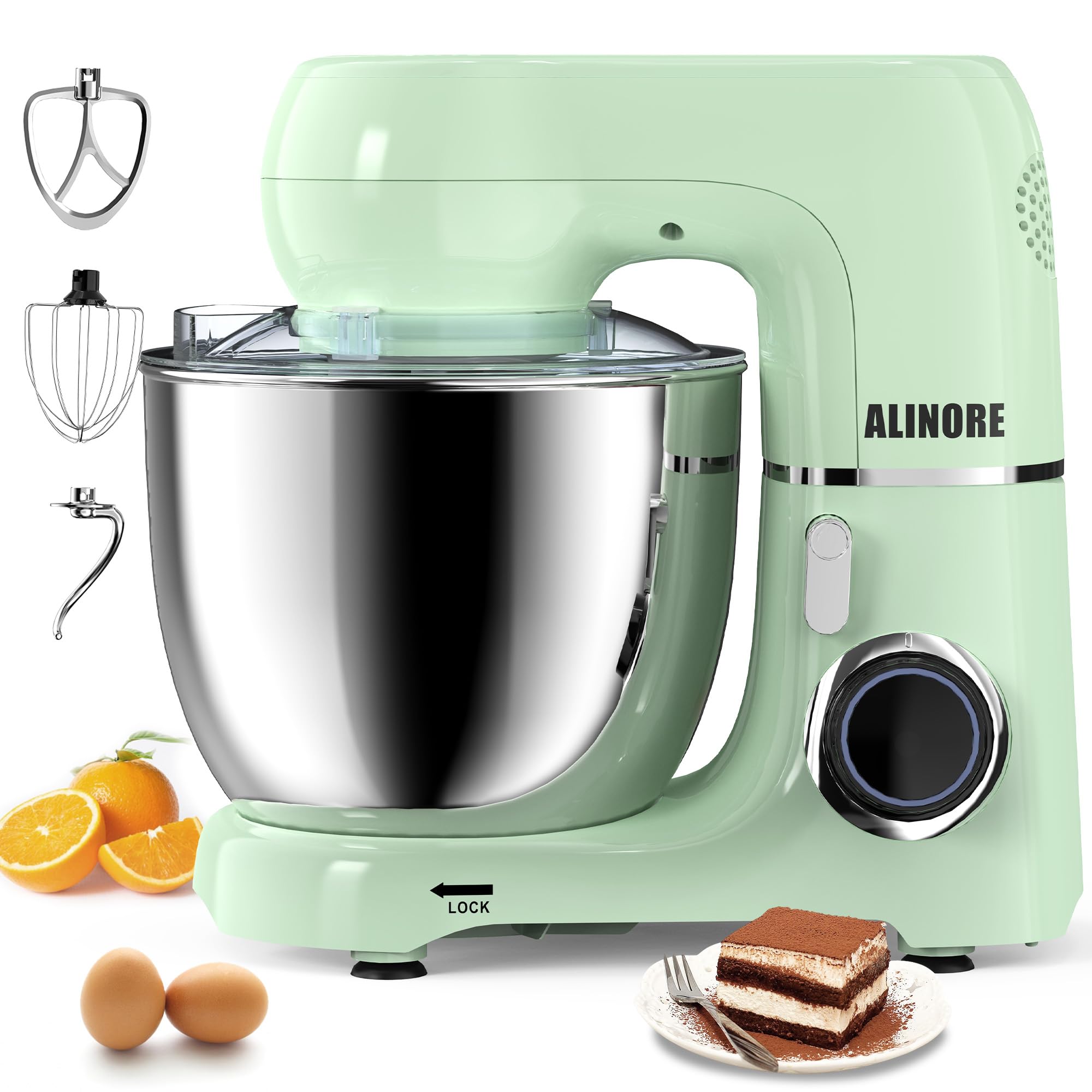 6.5QT 660W 10-Speed Tilt-Head Stand Mixer - Electric Kitchen Mixer with Dishwasher-Safe Dough Hook, Egg Whisk & Flat Beater - Perfect for Baking Cakes, Cookies, Bread & Home Cooking (Green) - Ideal for Bakers, Home Chefs & Holiday Baking