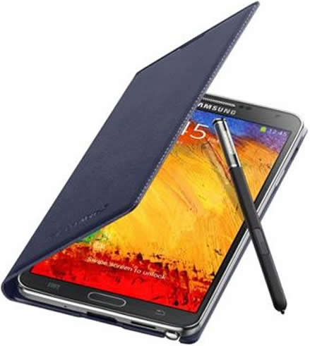 Original Samsung Galaxy Note 3 Wallet Case EF-WN900BVE - Premium Leather Flip Cover with Card Slots & Stand Function (Blue) - Perfect for Business Professionals & Daily Commuters