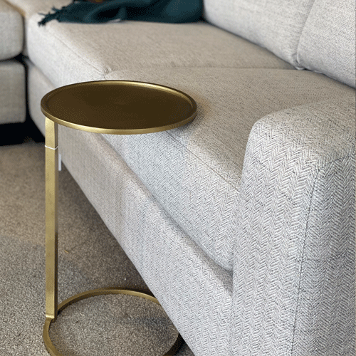 Round Brass Side Table for Couch - Small Accent End Table for Living Room, Bedroom & Office - Perfect for Coffee, Books & Decor