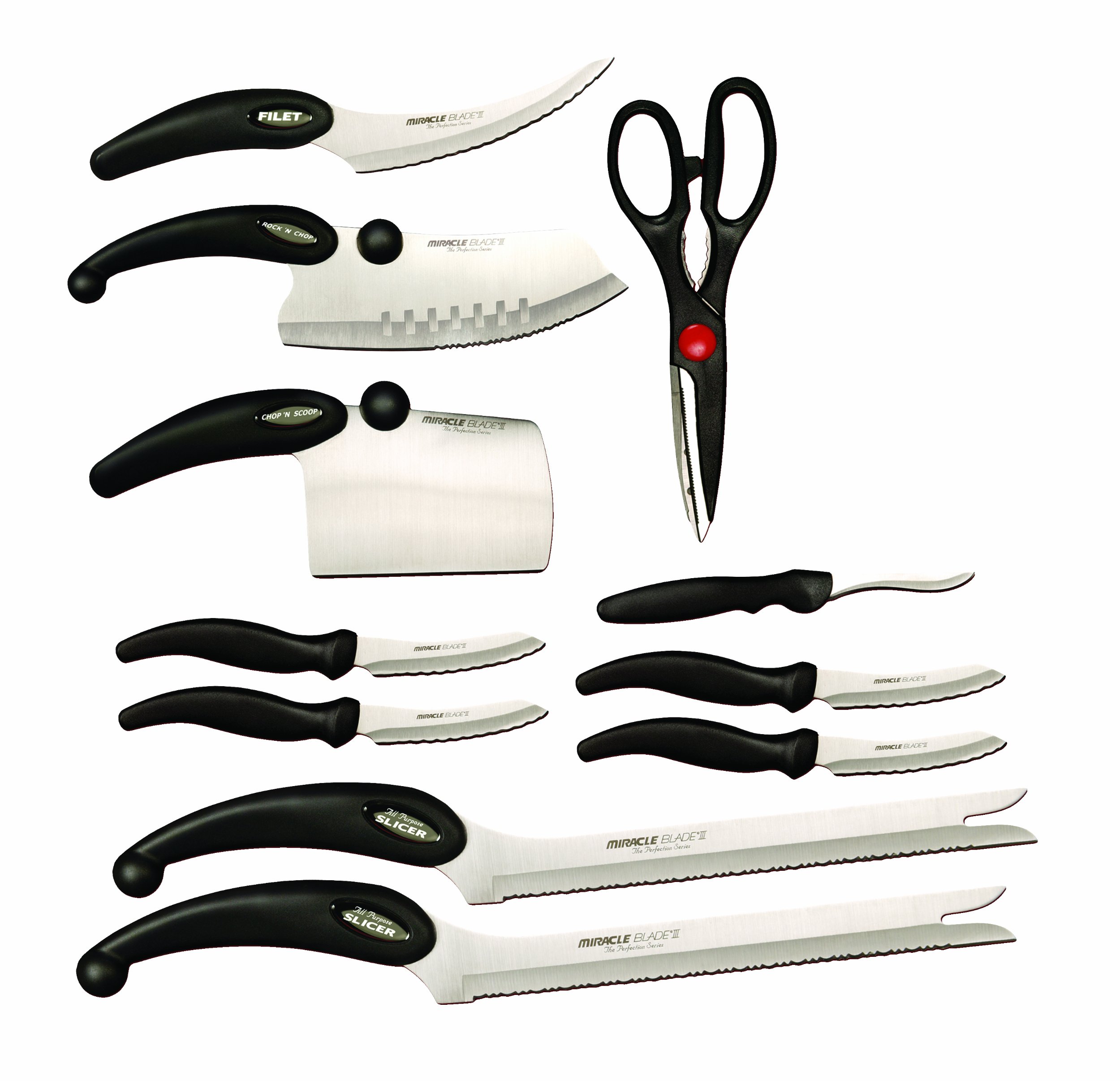 Miracle Blade III Perfection Series 11-Piece Knife Set - Ultra Sharp Kitchen Knives for Professional Chefs & Home Cooking - Perfect for Slicing, Dicing & Food Prep