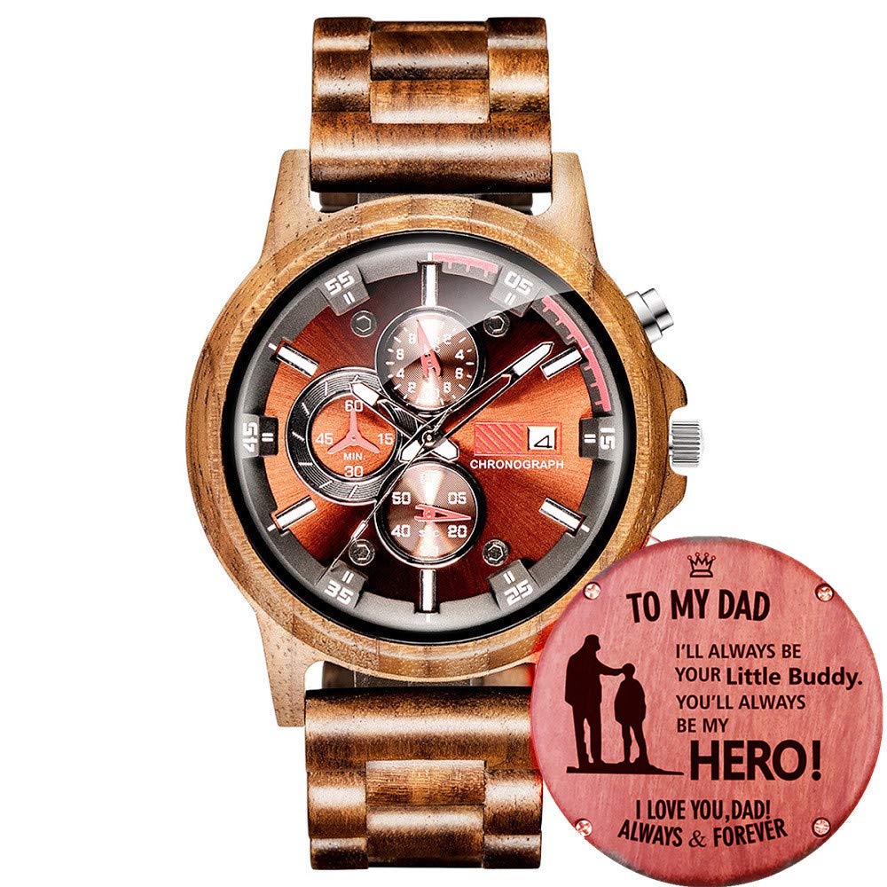 WASTIME Wooden Watch for Men & Women - Stylish Chronograph Military Casual Calendar Wooden Watch with Date Display | Perfect for Outdoor, Office & Everyday Wear