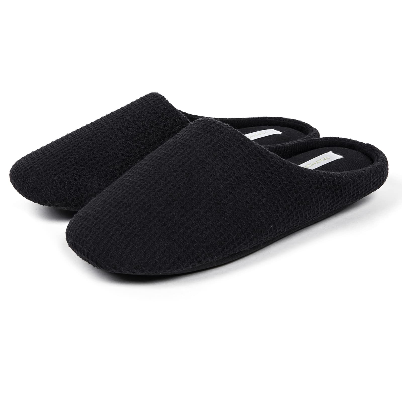 MAXHONG Women's Cotton Waffle Memory Foam Slippers - Lightweight Washable Indoor House Shoes for Home, Bedroom & Lounge - Non-Slip Comfortable Slip-On Slippers for Relaxing & Cozy Wear
