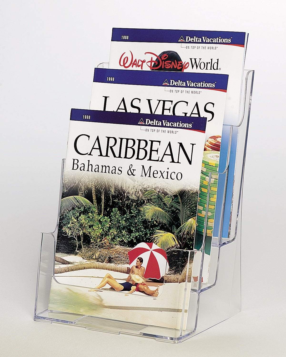 3-Tier Clear Plastic A4 Brochure Holder - Vertical Display Stand for Office, Restaurant, Hotel & Retail Stores