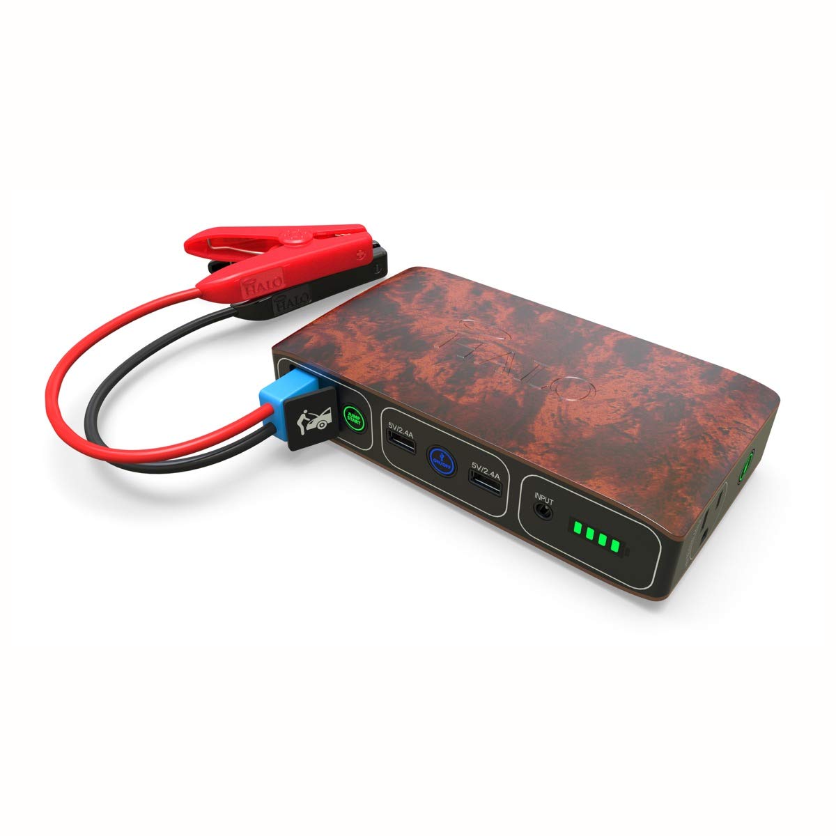 HALO Bolt 58830 mWh Portable Power Bank - Fast Charging for Phones, Laptops, and Car Jump Starter with AC Outlet & USB Ports (Wood Grain Design) - Perfect for Camping, Emergencies, and Road Trips
