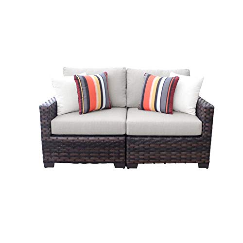TK Classics Kathy Ireland River Brook 2-Piece Outdoor Wicker Patio Furniture Set in Ash - Perfect for Garden, Poolside & Backyard Relaxation