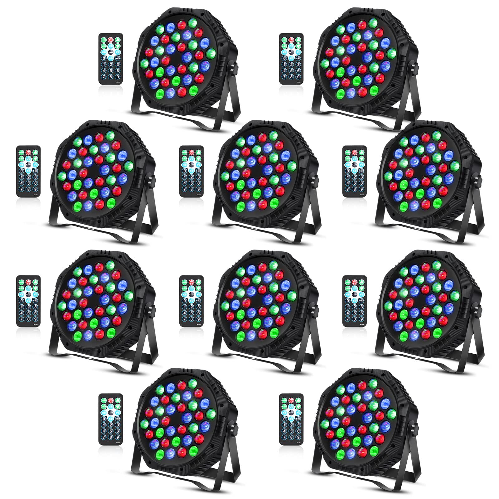 36 LED Par Lights RGB DMX Stage Lighting - 10 Modes Sound Activated DJ Lights with Remote Control for Wedding, Party, Club & Event Uplighting - Perfect for Stage Shows, Concerts, Nightclubs and Home Disco