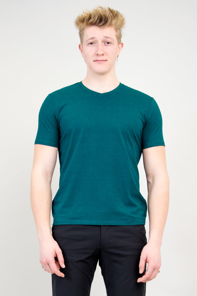 Adam Men's Short Sleeve Bamboo Shirt - Soft Breathable Teal Green Casual Top for Summer, Outdoor Activities & Travel