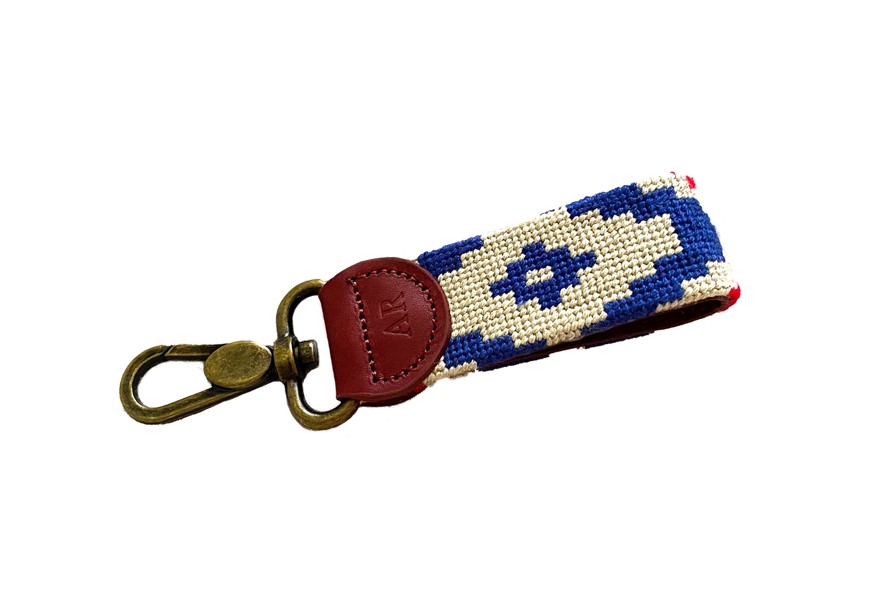 GAUCHO Needlepoint Key Fob - Handmade Leather Keychain with Custom Embroidery - Perfect for Gifts, Home Decor & Car Keys Accessories