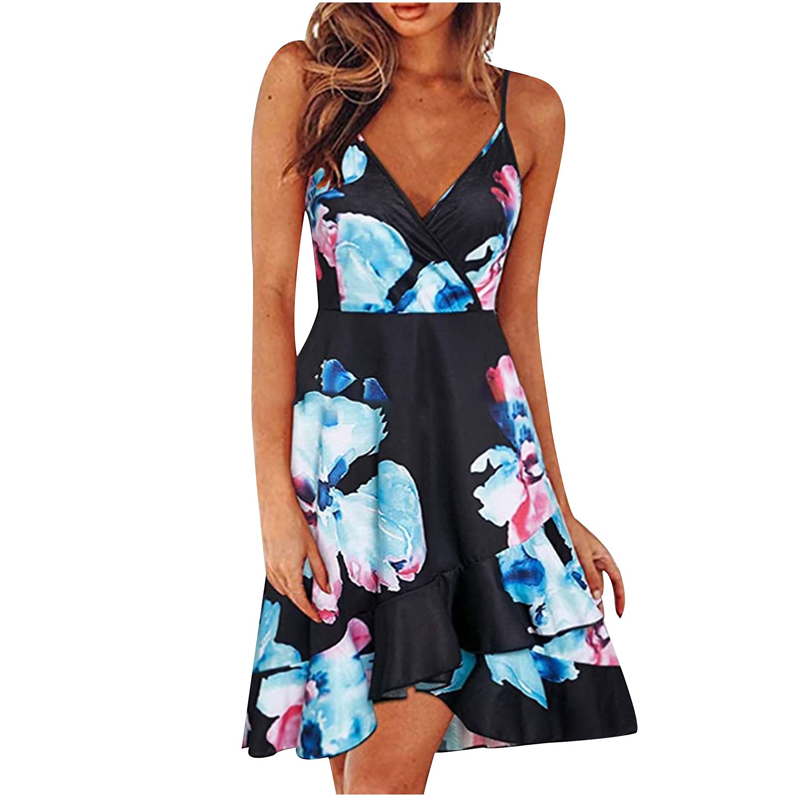 Women's Summer Casual Sleeveless Midi Dress - Bohemian Halter Neck Sundress for Beach Vacation, Pool Party & Outdoor Date Night
