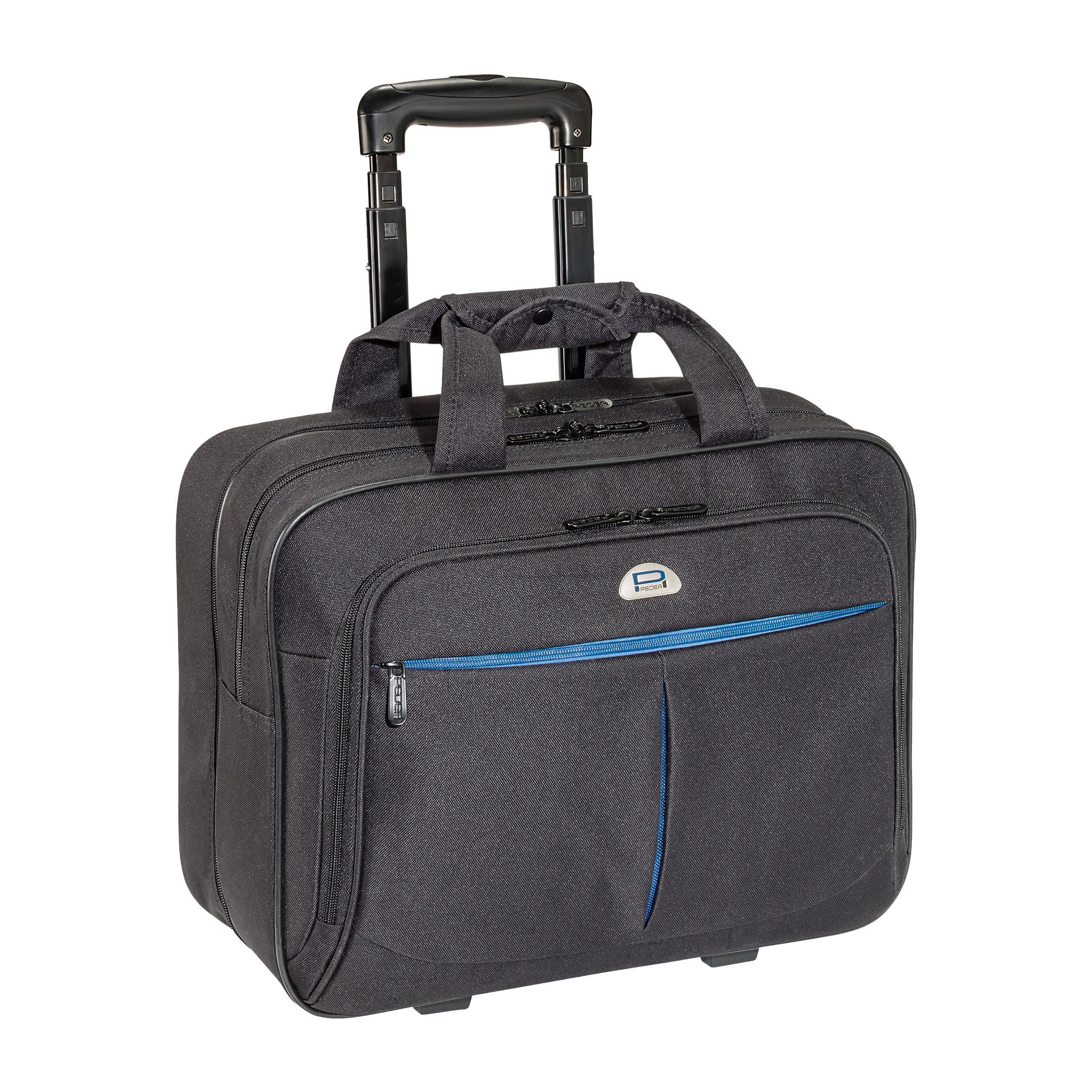 Premium Business Trolley Air Rolling Laptop Case - Fits Up to 17.3 Inch (43.9 cm) Laptops with Overnight Compartment, Black - Ideal for Business Travel, Office Commute & Airplane Carry-On