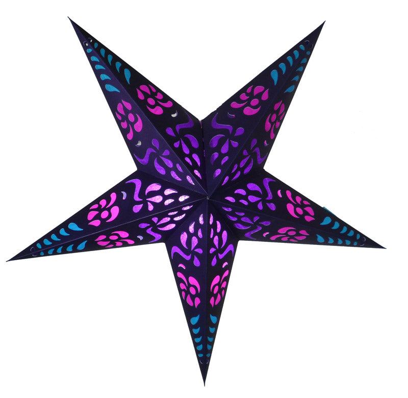 24 Pack Purple Punch Paper Star Lanterns - Hanging Wedding Party Decorations for Indoor Outdoor Birthday Baby Shower Festival Celebration