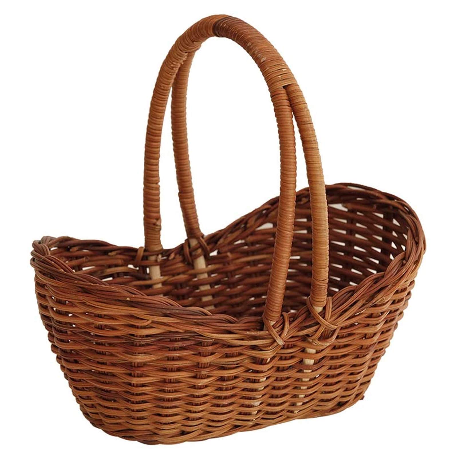Elegant Oval Willow Wicker Basket with Handle - Perfect for Picnics, Shopping, Weddings, and Gift Giving | Store Fruits, Toys, Crafts in Style | Durable Woven Hamper for Home & Outdoor Use