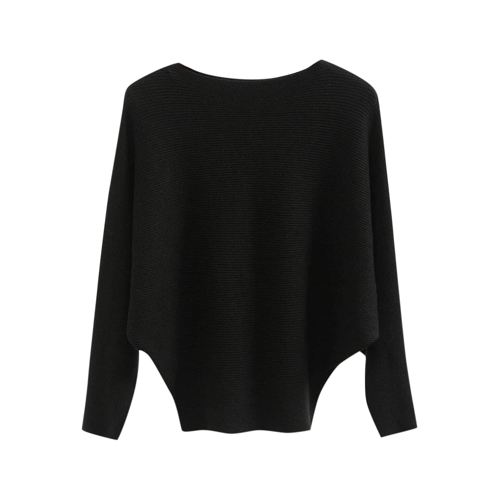 Women's Boat Neck Batwing Sleeve Dolman Knitted Sweater - Oversized Pullover Top One Size - Casual Loose Fit Knitwear for Fall & Winter - Perfect for Office, Date Night and Weekend Outings