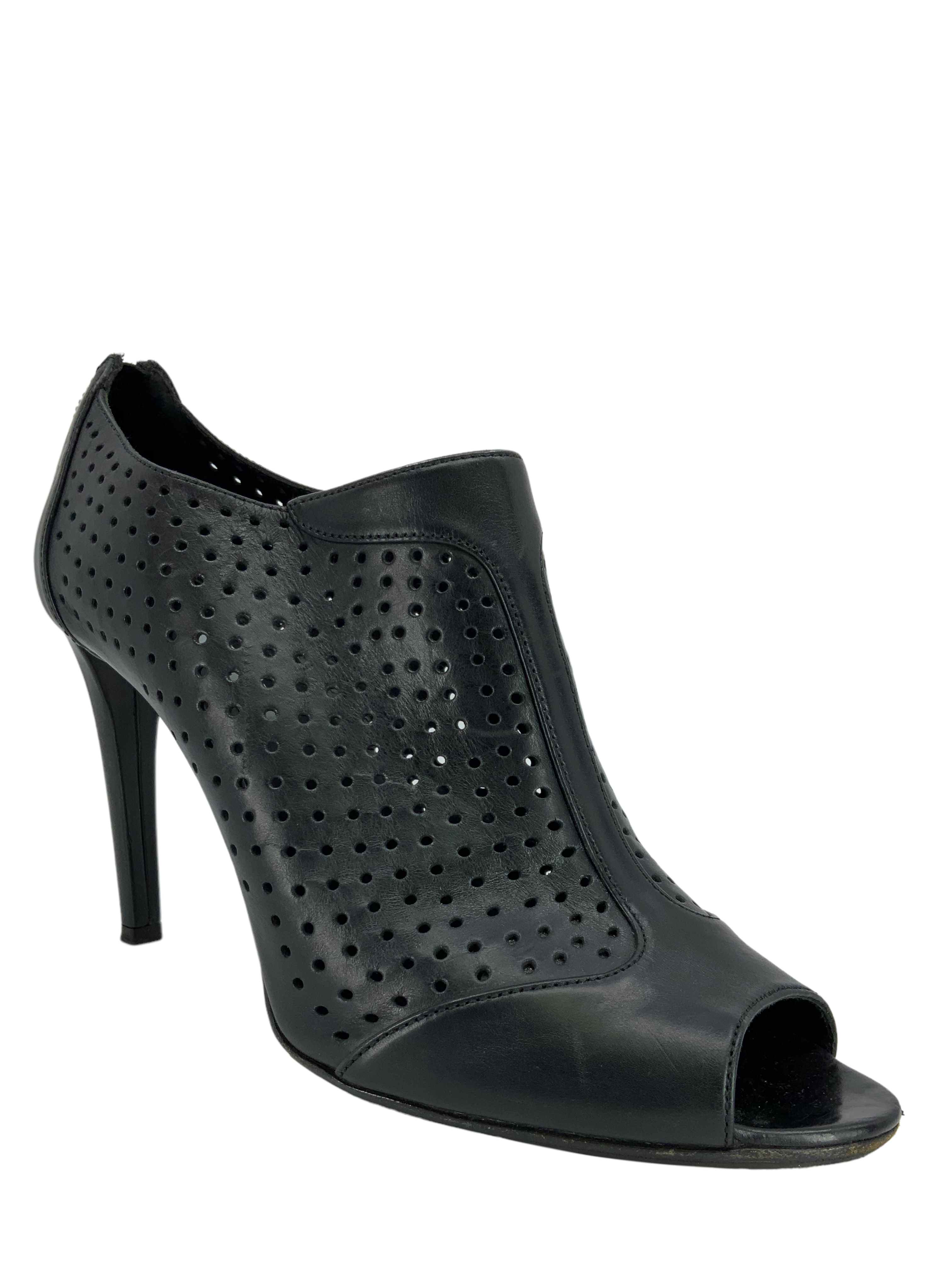 PRADA Perforated Leather Open Toe Booties Women's Size 12 - Stylish Summer Sandals for Casual Outings & Evening Events