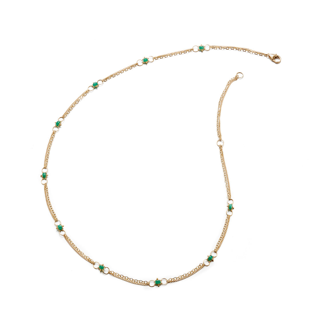 Emerald Whisper Chain Necklace - Elegant Green Gemstone Jewelry for Women | Perfect for Weddings, Parties & Special Occasions