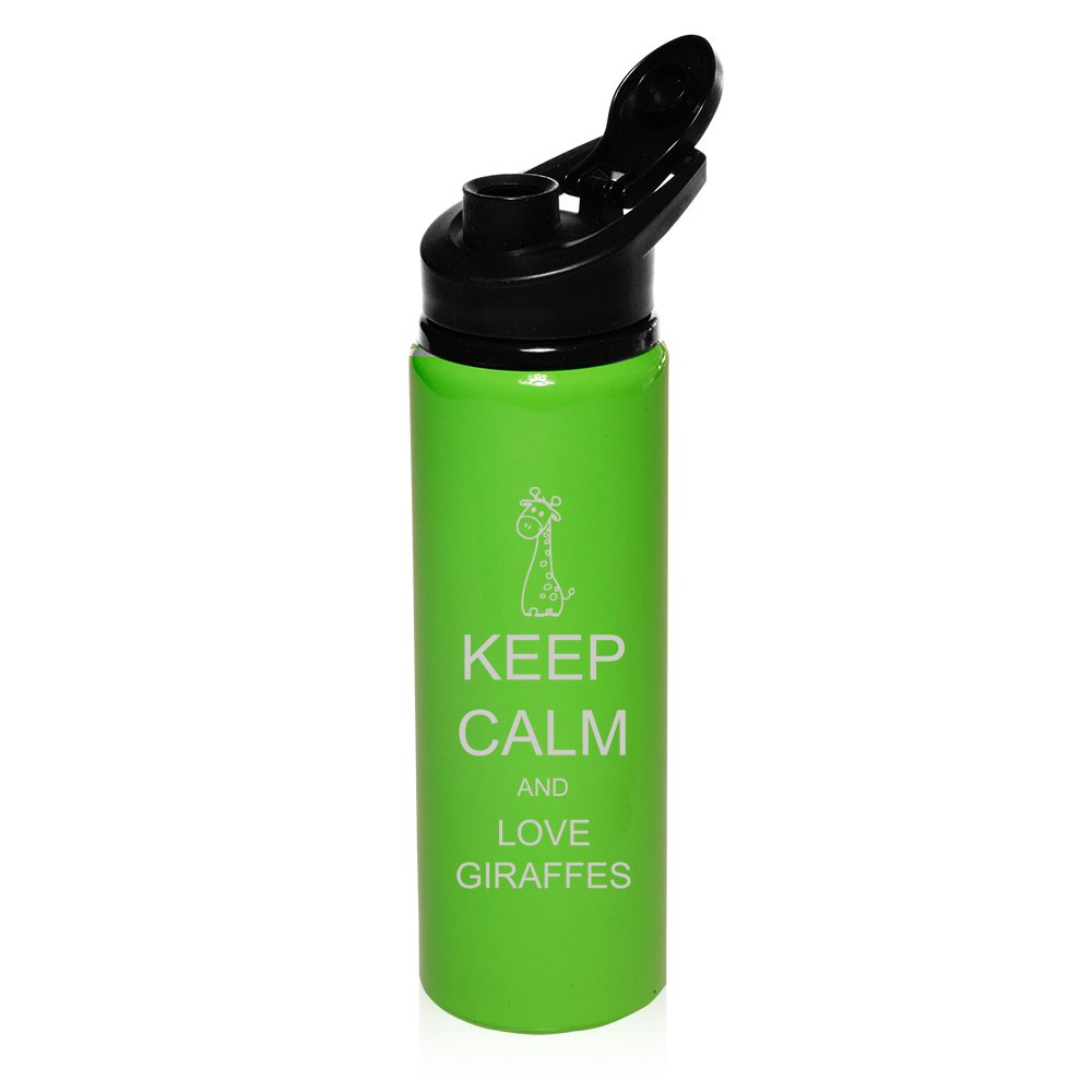 25 oz Aluminum Sports Water Bottle - Insulated Travel Mug with Giraffe Print - Keep Calm & Hydrate - Perfect for Gym, Hiking, Camping & Outdoor Activities