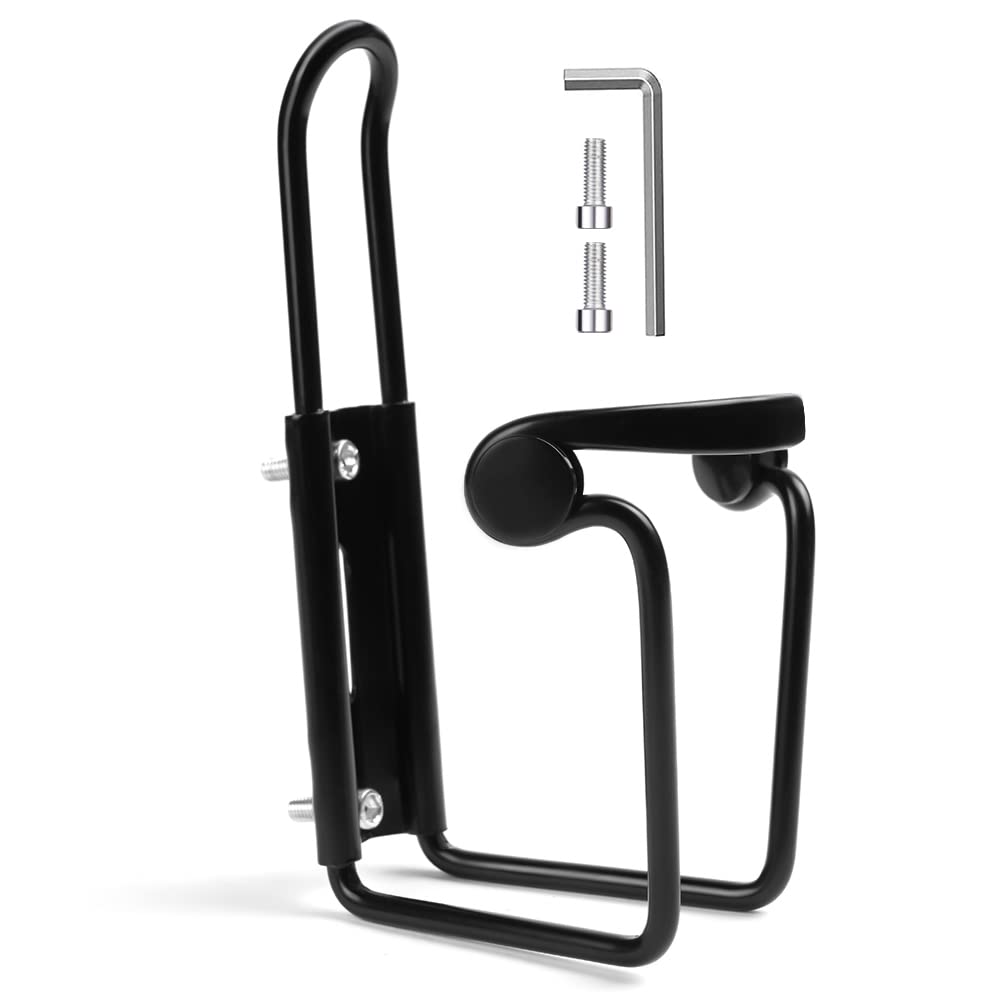 Lightweight Alloy Bike Water Bottle Holder - Universal Bicycle Bottle Cage with Screw Tool for Road, Mountain & Hybrid Bikes - Easy Installation & Quick Mount - Perfect for Cycling, Commuting & Outdoor Adventures - Black