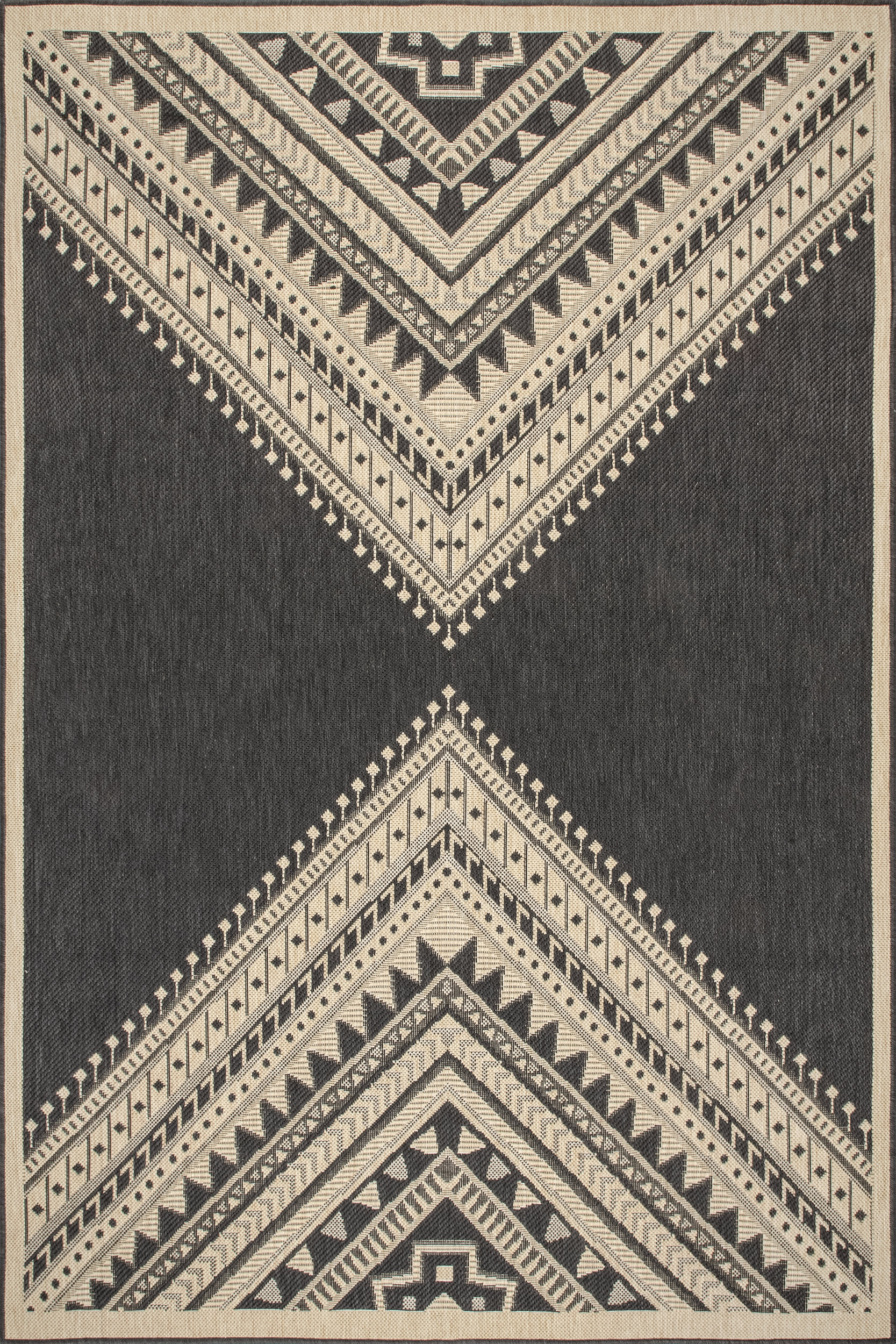 Aztec Prism Indoor/Outdoor Rug - Non-Slip Waterproof Area Carpet for Living Room, Bedroom, Patio - Charcoal Gray Modern Geometric Design - Perfect for Home Decor & High Traffic Areas