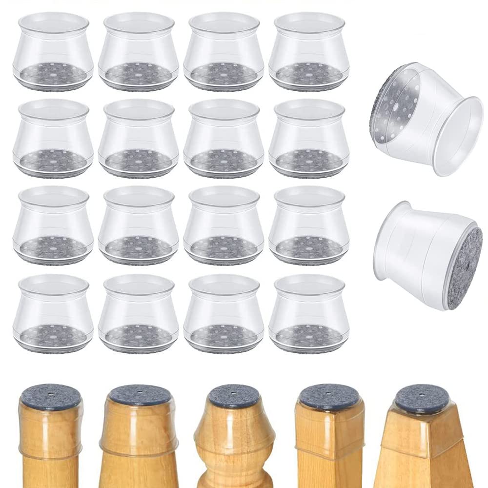 16 Pieces Chair Leg Caps, Round Chair Foot Protectors, Durable Felt Pads for Chairs and Tables - Prevent Scratches and Noise on Hardwood Floors