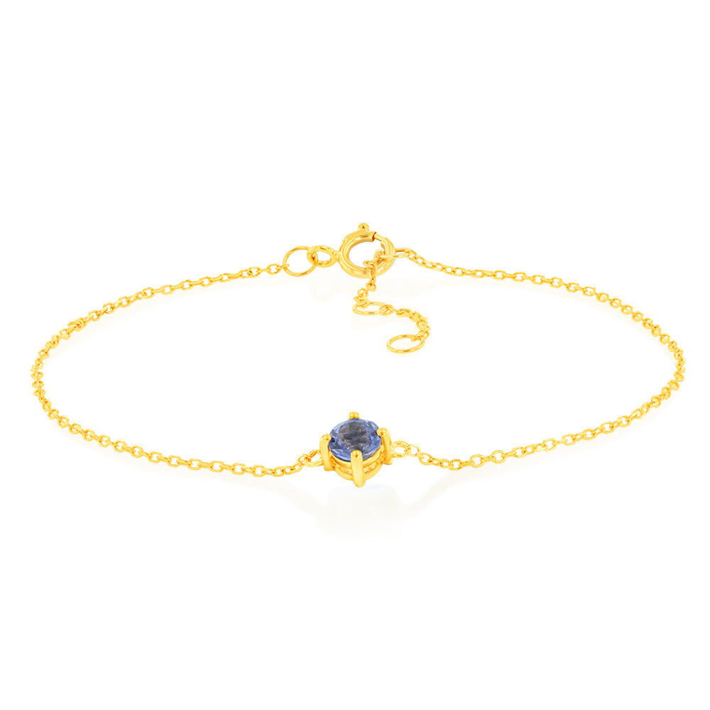 0.27 Carat Tanzanite Adjustable Bracelet - 17cm 9K Yellow Gold Jewelry for Women - Perfect for Weddings, Anniversaries & Special Occasions