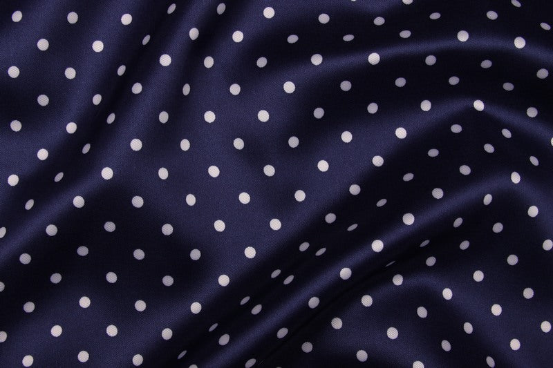 Navy Blue Polka Dot Fabric Lining - Perfect for Dresses, Skirts, and DIY Sewing Projects